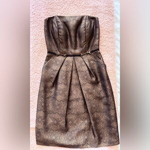 Elegant Brown Patterned Fit-and-Flare Dress